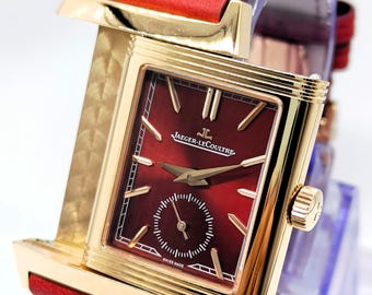 Vintage Jaeger LeCoultre Reverso Sub Dial Quartz Red Dial Men's Wrist Watch Free Shipping