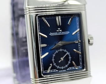 Vintage Jaeger-LeCoultre Reverso Sub Dial Analog Quartz Silver Dial Men's Wrist Watch Free Shipping