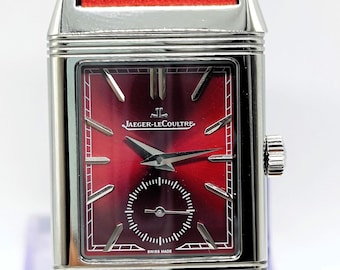 Vintage Beautiful Jaeger-LeCoultre Reverso Sub Dial Analog Quartz Red Dial Men's Wrist Watch Free Shipping