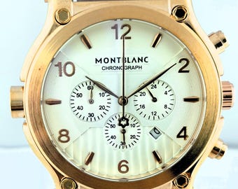 Reloj de pulsera Montblanc vintage con cronógrafo y fecha, de cuarzo, esfera blanca, para hombre, envío gratuito.