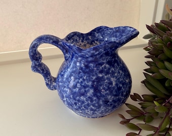 Small Vintage Marbled Blue and White Creamer
