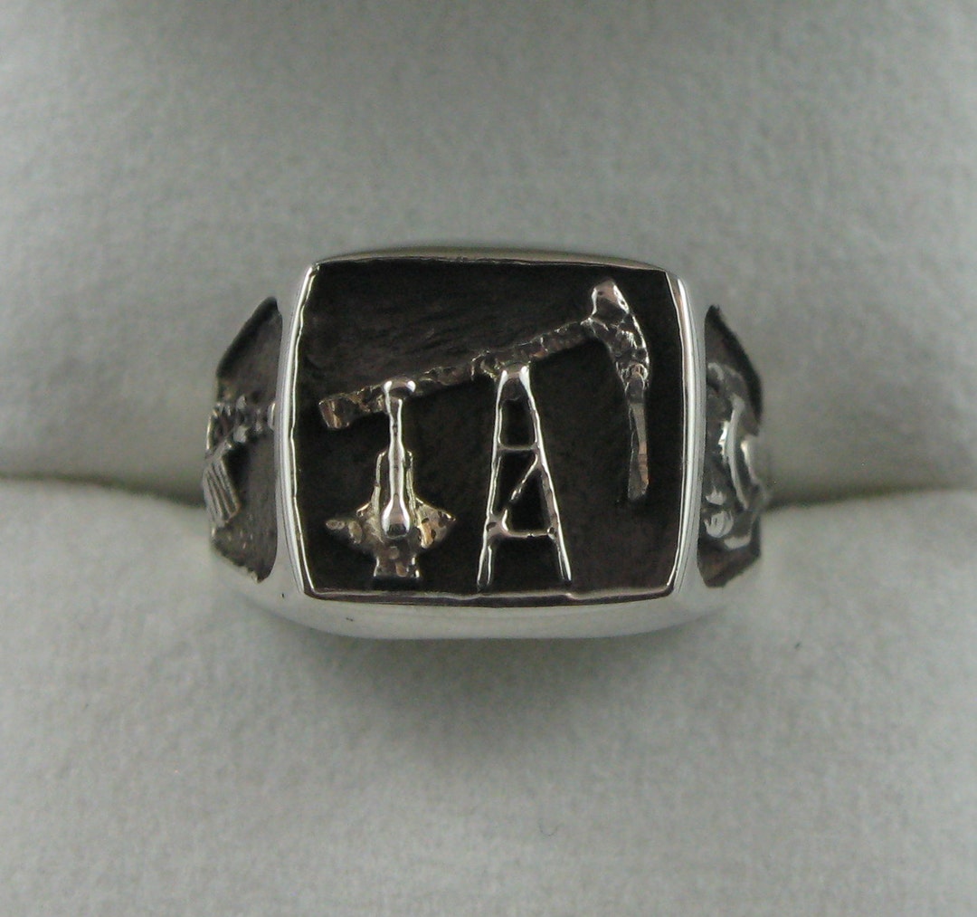 Oil Rig Unisex Sterling Silver Ring - Etsy