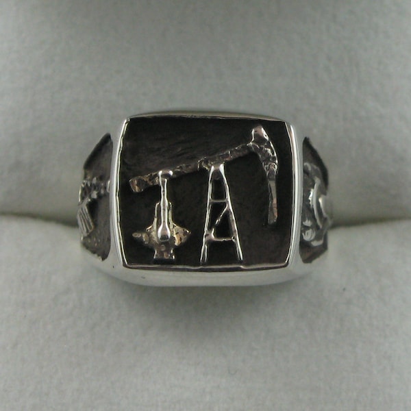 Oil Rig Unisex  Sterling Silver Ring