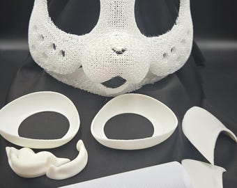 3D-geprinte TPU, zachte hoofdsteun fursuit - kemonokat / kitten | Doe-het-zelf harige