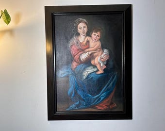 Maria und Jesus Ölgemälde | Renaissance inspirierte sakrale Kunst | Klassische Religiöse Wandkunst