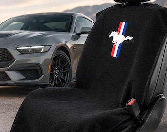 Ford Mustang Seat Cover Towel | Black Cotton Terry Seat Protector, Officially Licensed