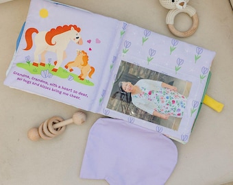 Personalized Baby Photo Album – Soft Fabric, Lift-the-Flap Family Book, Baby Shower Gift
