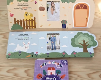 Gift for Toddler 1-3 Years - Personalized Photo Album, Interactive Lift the Flap Book, Family Storybook, First Birthday Gift