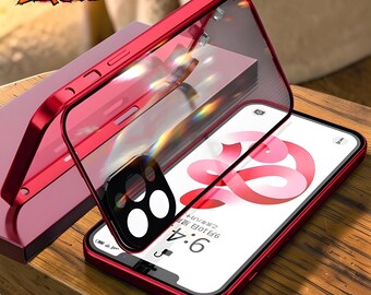 Clear Magnetic Double Sided Glass Phone Case with 360 Protection