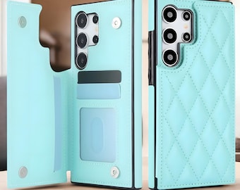 Funda de cuero tipo billetera con tapa para teléfono con ranura para tarjetas