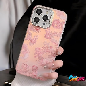 3D Rosa Drake Telefonskal: Lasertecknat Stötsäkert Skal