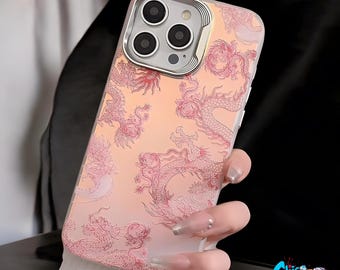 3D Pink Dragon Phone Case: Laser Cartoon Shockproof Cover
