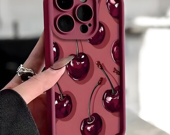 Custodia per telefono in silicone color rosso vino e ciliegia