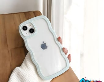 Transparent Curly Wave iPhone Case, Shockproof Bumper