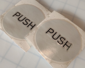 Push Pull Decal - Circle - Gray background with black text