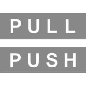 Push Pull Decal - Rectangle - Gray background with White horizontal text