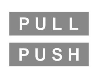 Push Pull Decal - Rectangle - Gray background with White horizontal text