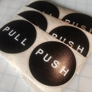 Push Pull Decal Circle Black Background With White Text - Etsy