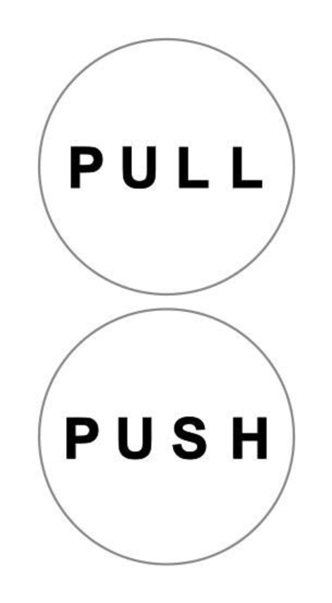 Push Pull Decal - Circle - White Background With Black Text - Etsy