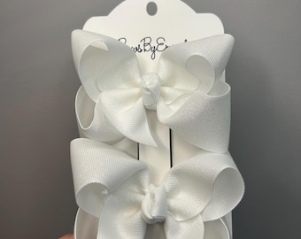 White Glitter Boutique Bow Pigtails