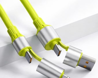 240W 4in1 Ladekabel USB C Lightning Schnellladekabel Grau Neu 0,5m