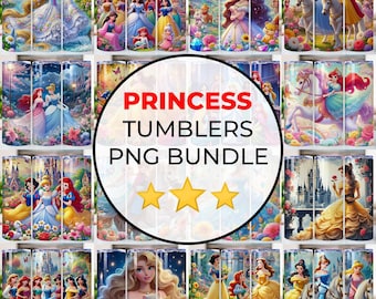 Princess Tumbler Wrap Bundle, 20oz Tumbler Png, Wrap Design, Cartoon Princess Floral Tumbler, Tumblers Design Template, Princess Wrap Bundle