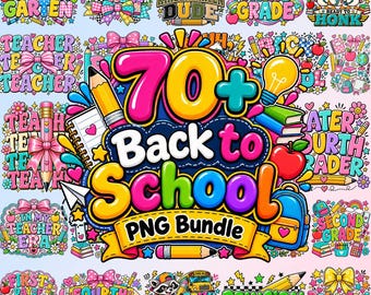 Preppy Back To School Bundle Png, Pre-K To Fourth Grade Design, First Day Of School, Girl Shirt Sublimation Designs, Back to School PNG