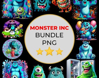 Paquete de imágenes prediseñadas de monstruos, adorno para tarta de camiseta de monstruos, cumpleaños de Mike Sully, imágenes prediseñadas SVG PNG de monstruos, paquete de imágenes SVG en capas de monstruos, dibujos animados PNG