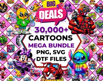30,000 Mega Bundle Png, Cartoons Bundle, Superhero Clipart, Cartoon Characters, Cartoon Png, Avengers Png Bundle, T Shirts Design, Cartoons