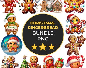 Christmas Gingerbread Png Bundle, Festive Cookie Graphics, Holiday Printables, Gingerbread Cookie, Sublimation Design, Gingerbread Designs