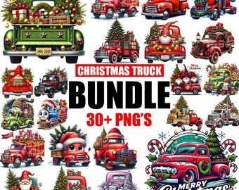 Christmas Truck PNG Bundle, Christmas Shirt Design, Holiday Truck, Vintage Christmas Clipart, Winter Truck Png, Sublimation Design, Cartoons