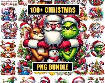 100+ Christmas Clipart Mega Bundle, Christmas T-shirt Designs, Cartoon Png, Christmas Svg, Christmas Characters, Merry Christmas Png Bundle