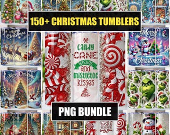 150+ Christmas Tumbler Wrap Bundle Png, Tumbler Christmas Svg, 20oz Skinny Tumbler, Sublimation Design, Funny Christmas Tumbler Png, Cartoon