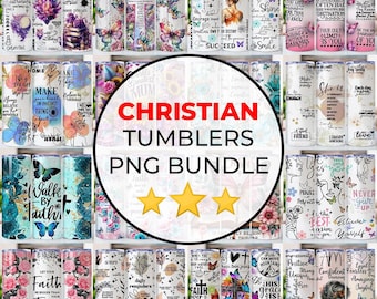 Christian Tumbler Wrap Png Bundle, 20 oz Skinny Tumbler Wrap PNG, Christian Quotes, and Bible Tumbler Wrap Bundle, Sublimation Faith Tumbler