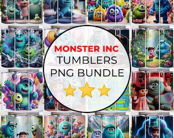 Monsters tumbler Wrap Png Bundle, Monster Wraps, Monsters tumbler Clipart Svg, 20 oz skinny tumbler design, sublimation image, Tumbler Wrap