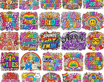35+  Pride Month PNG Bundle, Equality Love Is Love In My Pride Era, Rainbow Heart Lgbt Coquette Bow, Love PNG Designs, LGBT Rainbow Clipart