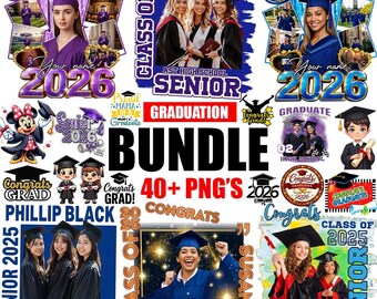 40+ Graduation Cartoon Characters PNG Clipart Bundle, Graduation T Shirt Bundle 2026, Class of 2026 Grad Kit, Sublimation Design, Png Bundle