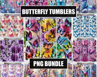 Butterfly Tumbler Wrap PNG, Butterfly Tumbler PNG, Butterfly Tumbler Design, Butterfly Tumbler Sublimation Wraps, 20 oz Skinny Tumbler