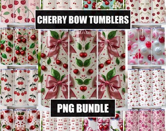 Cherry Bow Valentine Tumbler Wrap, Pink Bow 20oz Skinny, Sublimation Designs, Cherries Coquette Libbey Png, Cherry Bow Svg Tumbler, Cartoons