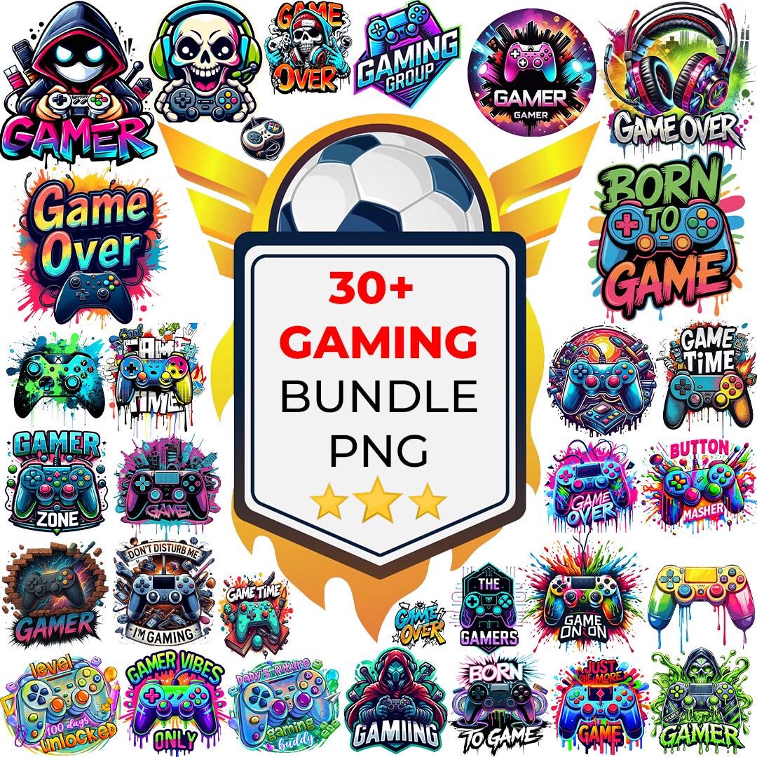 30+ Gaming Clipart PNG Bundle, Gamer PNG, Game Controller Clipart PNG ...