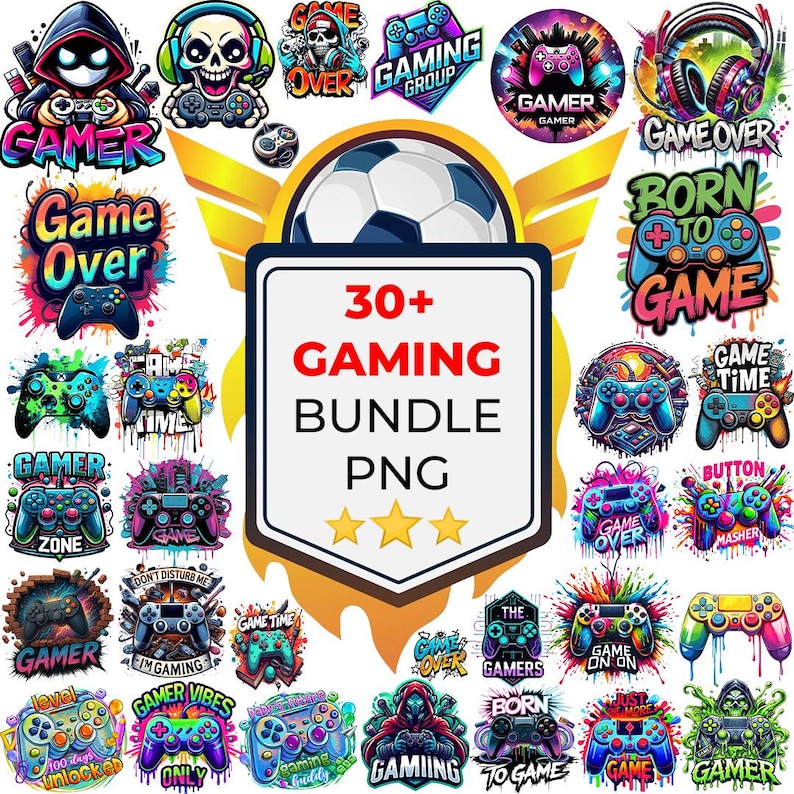 30+ Gaming Clipart PNG Bundle, Gamer PNG, Game Controller Clipart PNG ...