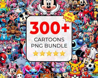 300+ Mega Bundle PNG, Cartoons Svg, Cartoon Clipart, T Shirts Design, Sublimation Design, Digital Printable Cartoons, Cartoon Png Bundle