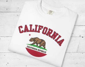 Vintage California Republic Bear Flag T-Shirt, College Style Cotton Tee
