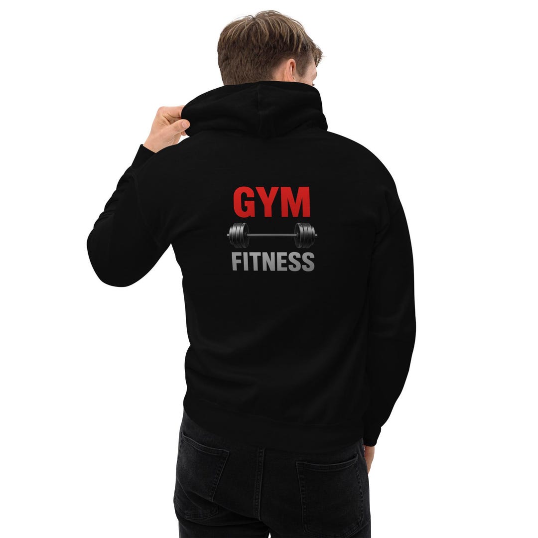 Minimalist Gym Fitness Hoodie - Classic Barbell Workout Sweatshirt ...