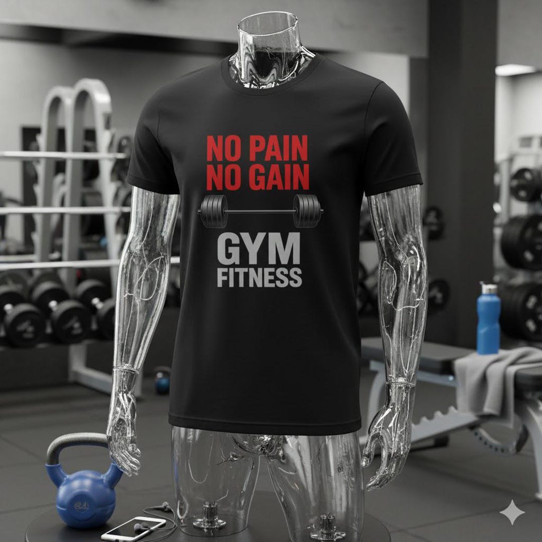 No Pain No Gain T-shirt | Motivational Gym Fitness Tee | Weightlifting ...