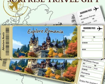 Romania Boarding Pass: Buono regalo di viaggio a sorpresa Biglietto digitale di viaggio (download immediato)