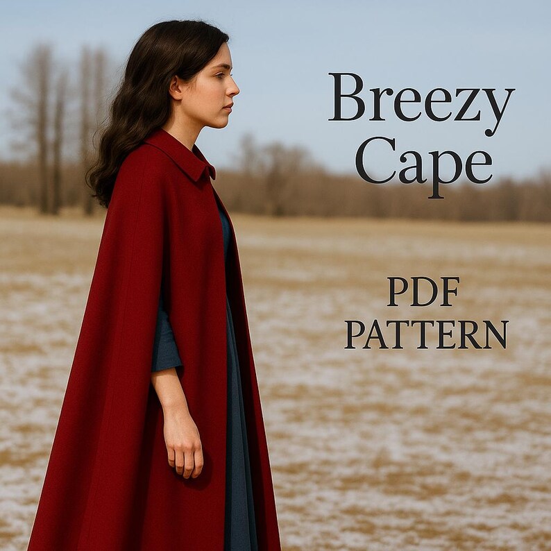Cloak With Collar Sewing Pattern | Digital PDF Cape Pattern Multi Sizes ...