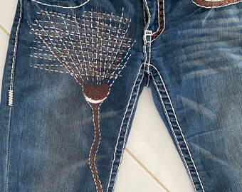 White Stitch Jeans - Etsy Australia