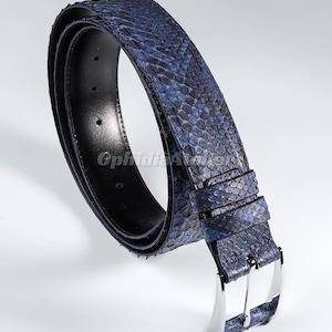 Handmade Classic Belt Python Leather | Navy Blue Python Belt - Men and Women Belt