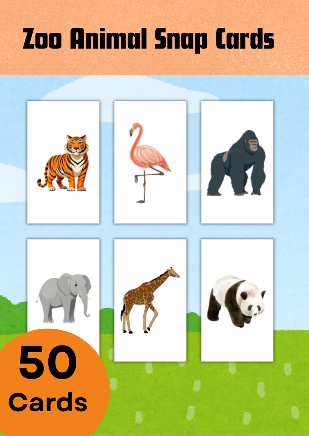 Zoo Rack Card Zoo Animal Snap Cards - INSTANT DIGITAL DOWNLOAD - Etsy